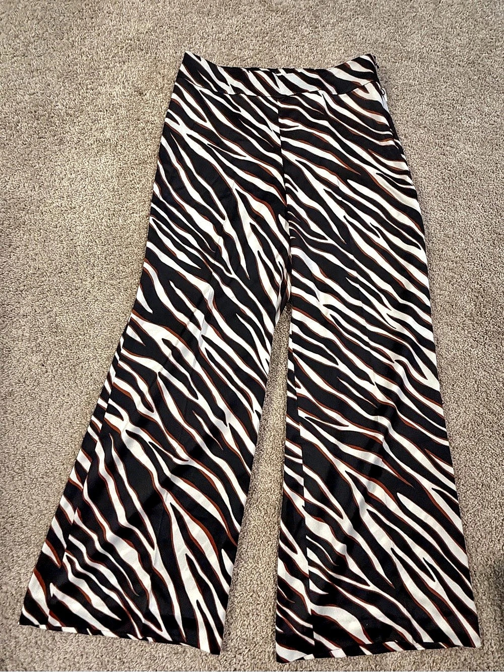 Anne Klein Zebra Print High Waist Wide Leg Pants Size 12